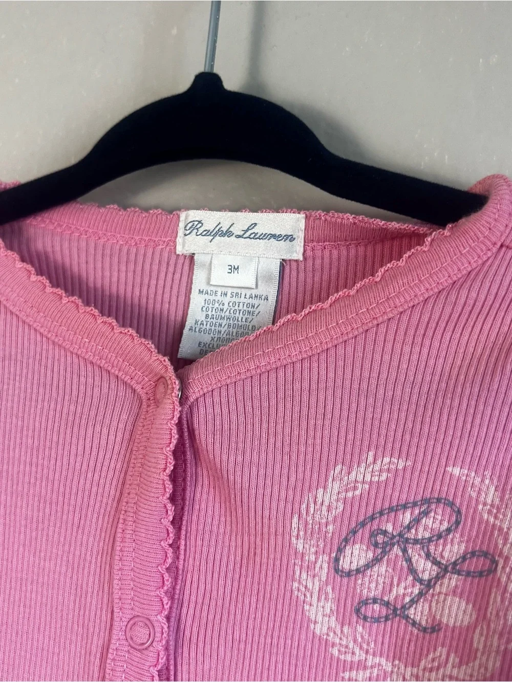 Ralph Lauren Pink Baby Girl Footie Pajama Soft Onesie Cute Snap Button Up 3M